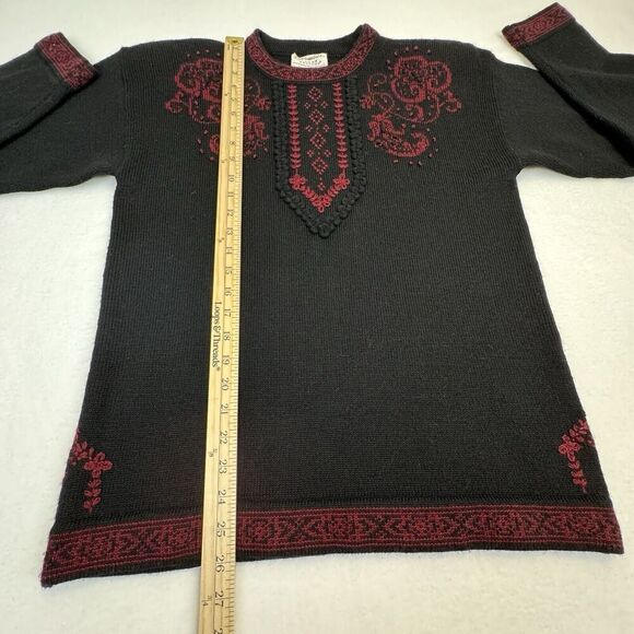Vintage Susan Bristol Womens Sweater Black Hand Embroidered Wool EU 38 US 8 90's - Picture 13 of 14